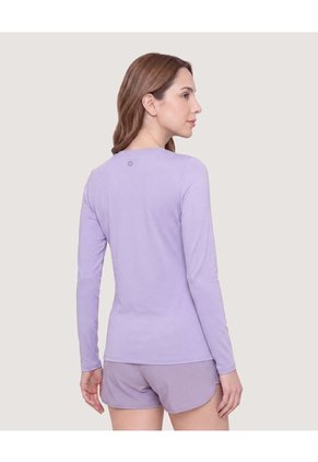 Camiseta Slim Texturizada Manga Larga  Para Mujer Morado Ostu