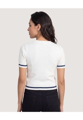 Camiseta Tejida College Para Mujer Crema Ostu