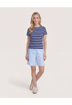 Camiseta Básica Manga Corta Para Mujer Azul Ostu