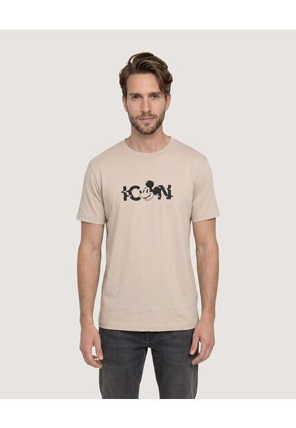 Camiseta Mickey Mouse Icon  Para Hombre Beige Ostu