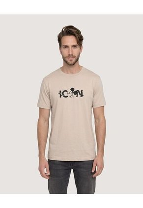 Camiseta Mickey Mouse Icon Para Hombre Beige Ostu