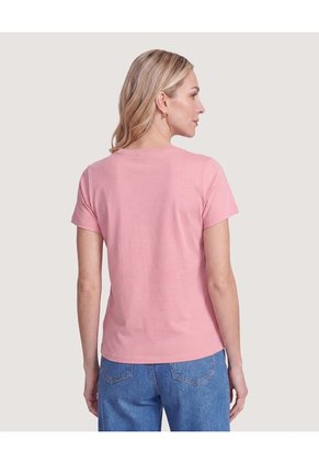 Camiseta Regular Estampada Para Mujer Rosa Ostu