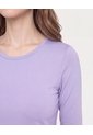 Camiseta Slim Texturizada Manga Larga  Para Mujer Morado Ostu de Ostu