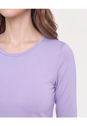 Camiseta Slim Texturizada Manga Larga  Para Mujer Morado Ostu