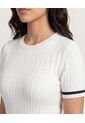 Camiseta Tejida College  Para Mujer Crema Ostu de Ostu