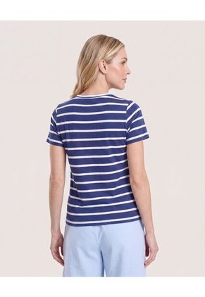 Camiseta Básica Manga Corta Para Mujer Azul Ostu