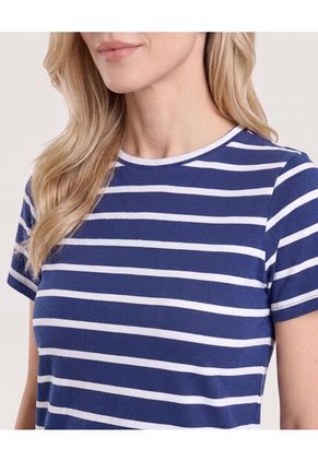 Camiseta Básica Manga Corta Para Mujer Azul Ostu