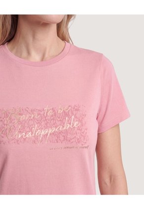 Camiseta Regular Estampada Para Mujer Rosa Ostu