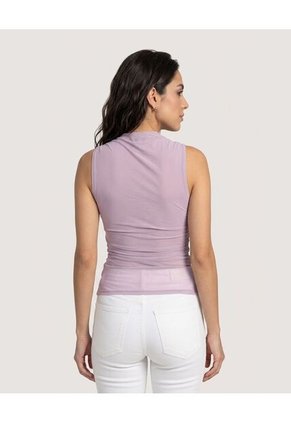 Camiseta Mesh Draped Para Mujer Morado Ostu
