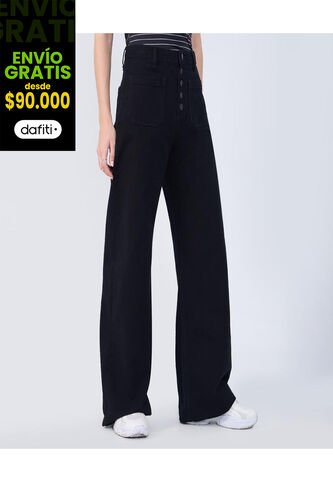 Jean Para Mujer Wide-Leg Color Negro Marca Ostu #40160494 Ostu