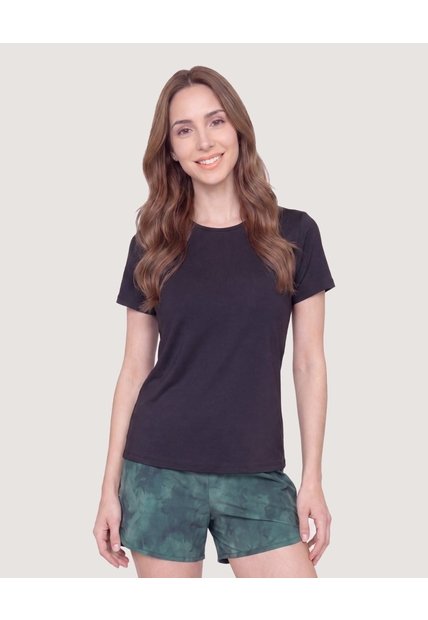 Camiseta Active Regular Básica  Para Mujer Negro Ostu