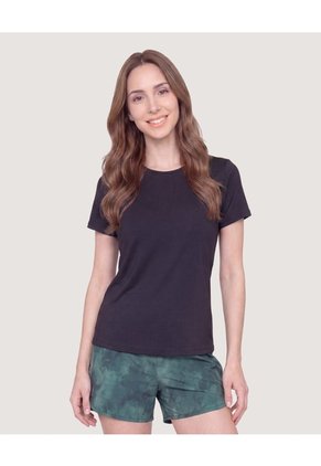 Camiseta Active Regular Básica Para Mujer Negro Ostu