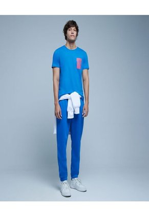 Camiseta Para Hombre Manga Corta Color Azul Marca Ostu #60091213