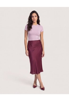 Camiseta Slim Básica Cuello Redondo Para Mujer Morado Ostu