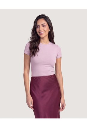 Camiseta Slim Básica Cuello Redondo Para Mujer Morado Ostu