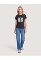 Camiseta Regular Estampada  Para Mujer Negro Ostu de Ostu