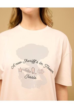 Camiseta Jessie Sheriff In Town  Para Mujer Beige Ostu