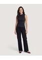 Camiseta Mesh Draped  Para Mujer Negro Ostu de Ostu