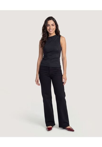 Camiseta Mesh Draped  Para Mujer Negro Ostu
