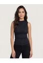 Camiseta Mesh Draped  Para Mujer Negro Ostu de Ostu