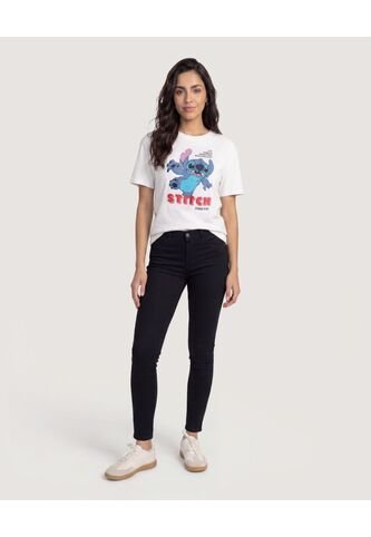 Camiseta Stitch Attack  Para Mujer Crema Ostu Ostu