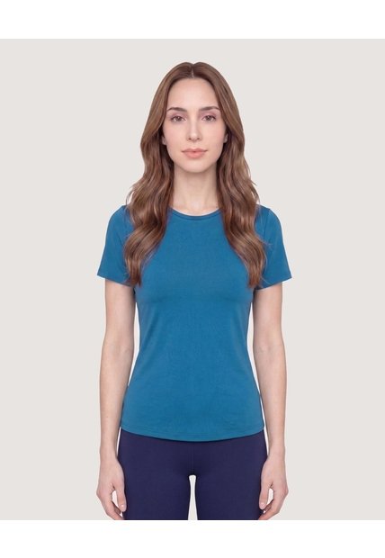 Camiseta Active Regular Cuello Redondo  Para Mujer Azul Ostu