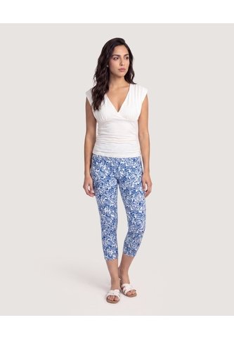 Camiseta Cuello V Con Recogido  Para Mujer Crema Ostu Ostu