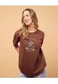 Camiseta Jessie Manga Corta  Para Mujer Café Ostu de Ostu