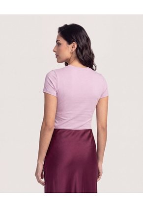 Camiseta Slim Básica Cuello Redondo Para Mujer Morado Ostu