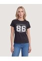 Camiseta Regular Estampada  Para Mujer Negro Ostu de Ostu