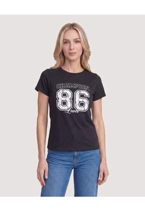 Camiseta Regular Estampada  Para Mujer Negro Ostu