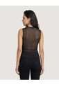 Camiseta Mesh Draped  Para Mujer Negro Ostu de Ostu