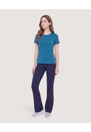Camiseta Active Regular Cuello Redondo  Para Mujer Azul Ostu