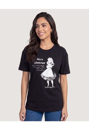 Camiseta Alice Vintage  Para Mujer Negro Ostu