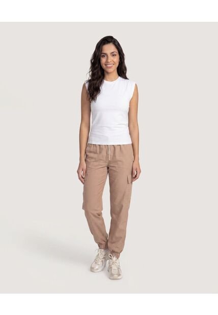 Camiseta Estampada Manga Sisa  Para Mujer Crema Ostu