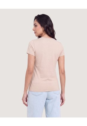 Camiseta Slim Estampada Para Mujer Camel Ostu