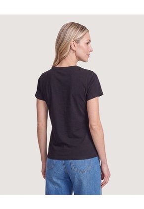 Camiseta Regular Estampada  Para Mujer Negro Ostu