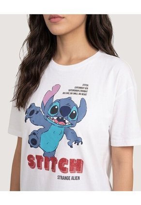 Camiseta Stitch Attack  Para Mujer Crema Ostu