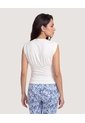 Camiseta Cuello V Con Recogido  Para Mujer Crema Ostu de Ostu