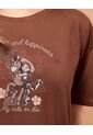 Camiseta Jessie Manga Corta  Para Mujer Café Ostu de Ostu