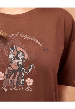 Camiseta Jessie Manga Corta Para Mujer Café Ostu