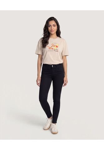 Camiseta Pooh Ride  Para Mujer Beige Ostu Ostu