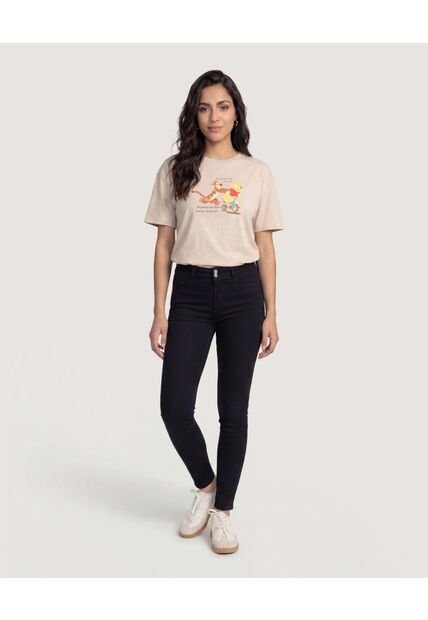 Camiseta Pooh Ride  Para Mujer Beige Ostu