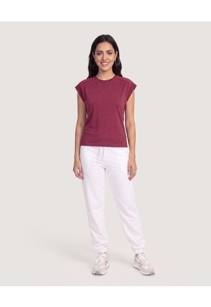 Camiseta Basica Boxi  Para Mujer Vino Ostu