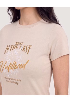 Camiseta Slim Estampada Para Mujer Camel Ostu