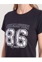 Camiseta Regular Estampada  Para Mujer Negro Ostu de Ostu