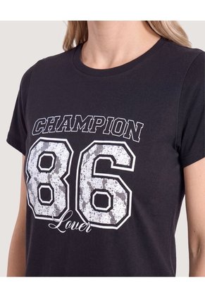 Camiseta Regular Estampada  Para Mujer Negro Ostu