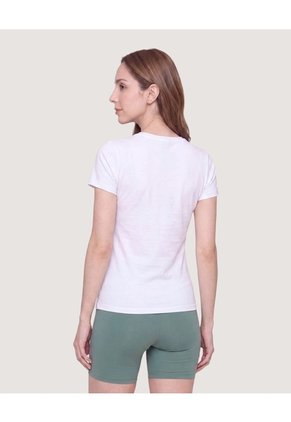 Camiseta Slim Básica Cuello Redondo Para Mujer Blanco Ostu