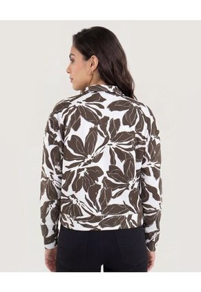 Buzo Botanical Half Zipper Para Mujer Café Ostu