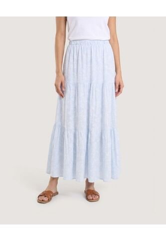 Falda Maxi Floral Breeze  Para Mujer Azul Ostu Ostu
